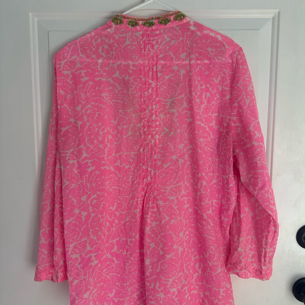 Lilly Pulitzer Pink Embroidered V-Neck Tunic - Picture 3 of 4